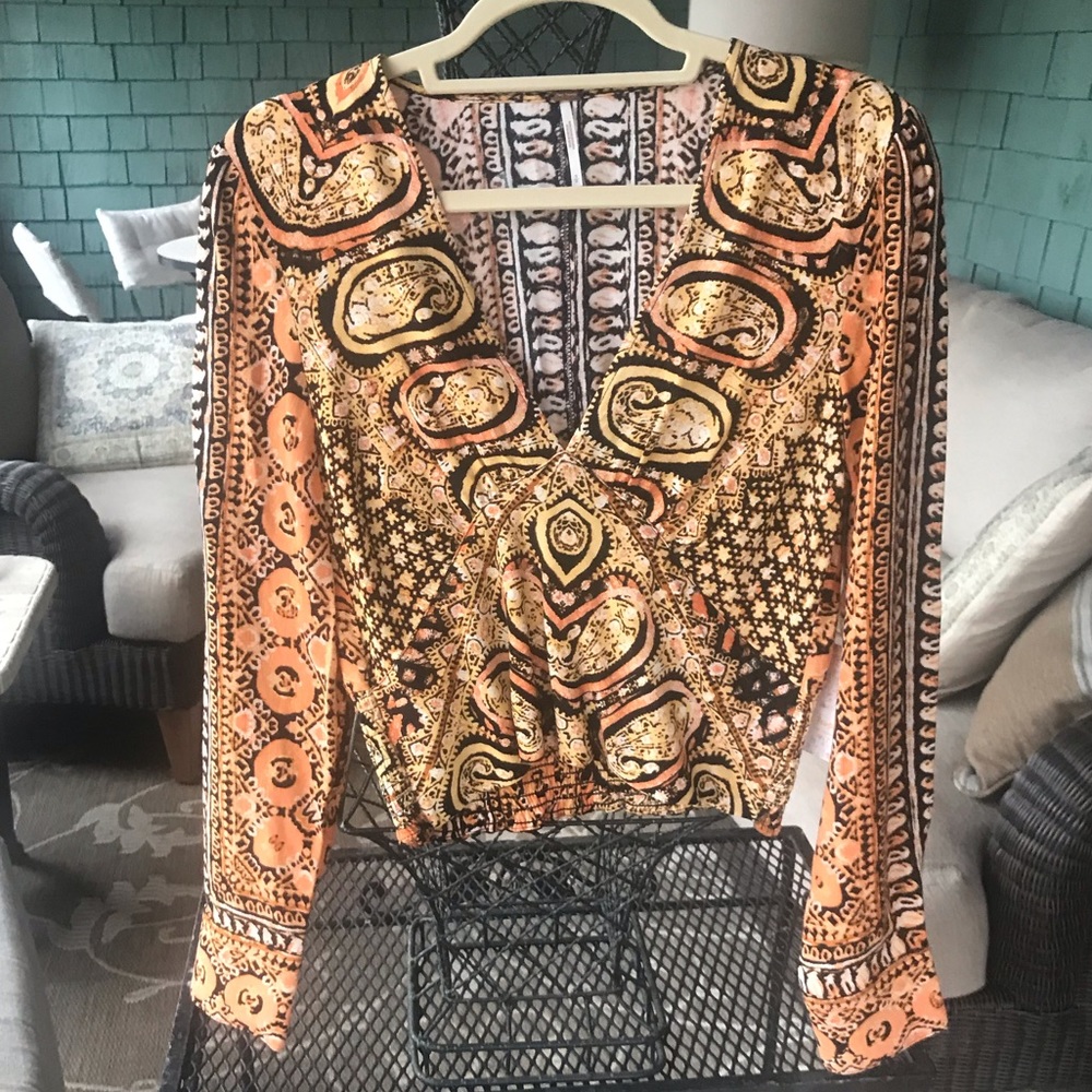 Free People paisley cropped top. Small. NWT